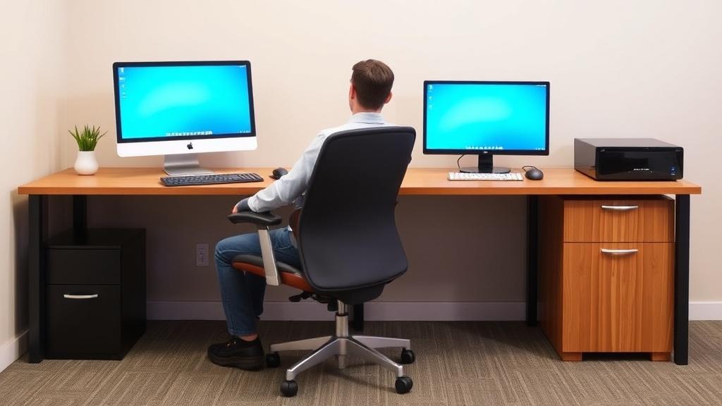 Ergonomia mebli biurowych – dobór fotela i biurka. Układ monitora, klawiatury i myszki Ergonomia mebli biurowych – dobór fotela i biurka. Układ monitora, klawiatury i myszki